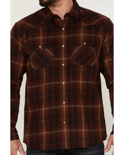 Image #4 - Ariat Men's Hiller Retro Plaid Snap Western Flannel Shirt , Maroon, hi-res
