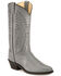 Image #1 - Old West Men's Smooth Leather Western Boots - Medium Toe, Grey, hi-res