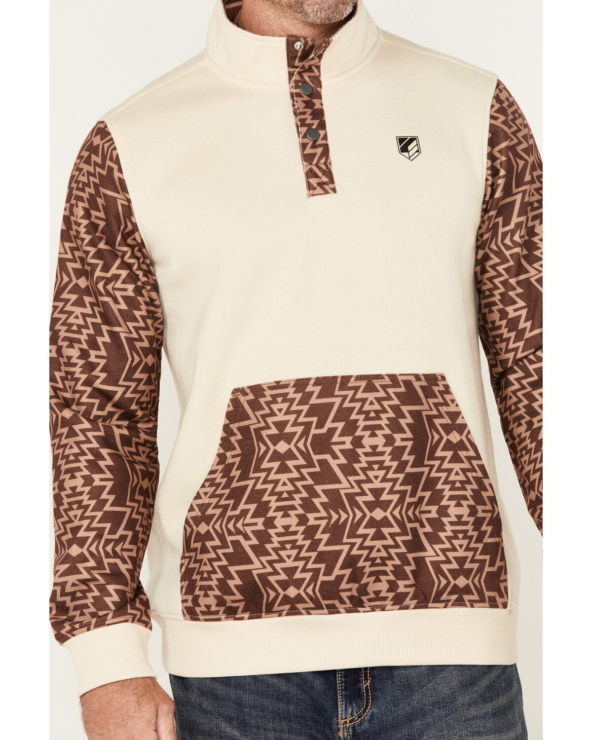 Image #3 - RANK 45® Men's Rosczow Southwestern Color Block 1/4 Snap Fleece Pullover, Tan, hi-res
