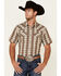 Cody James Men's Lanyard Dobby Plaid Print Short Sleeve Snap Western Shirt, Olive, hi-res