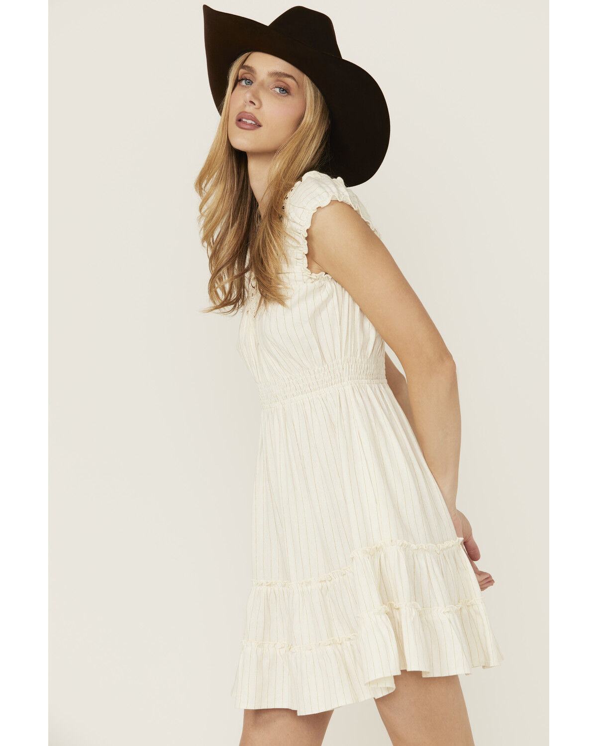 Image #2 - Wild Moss Women's Crochet Trim Mini Dress, Ivory, hi-res