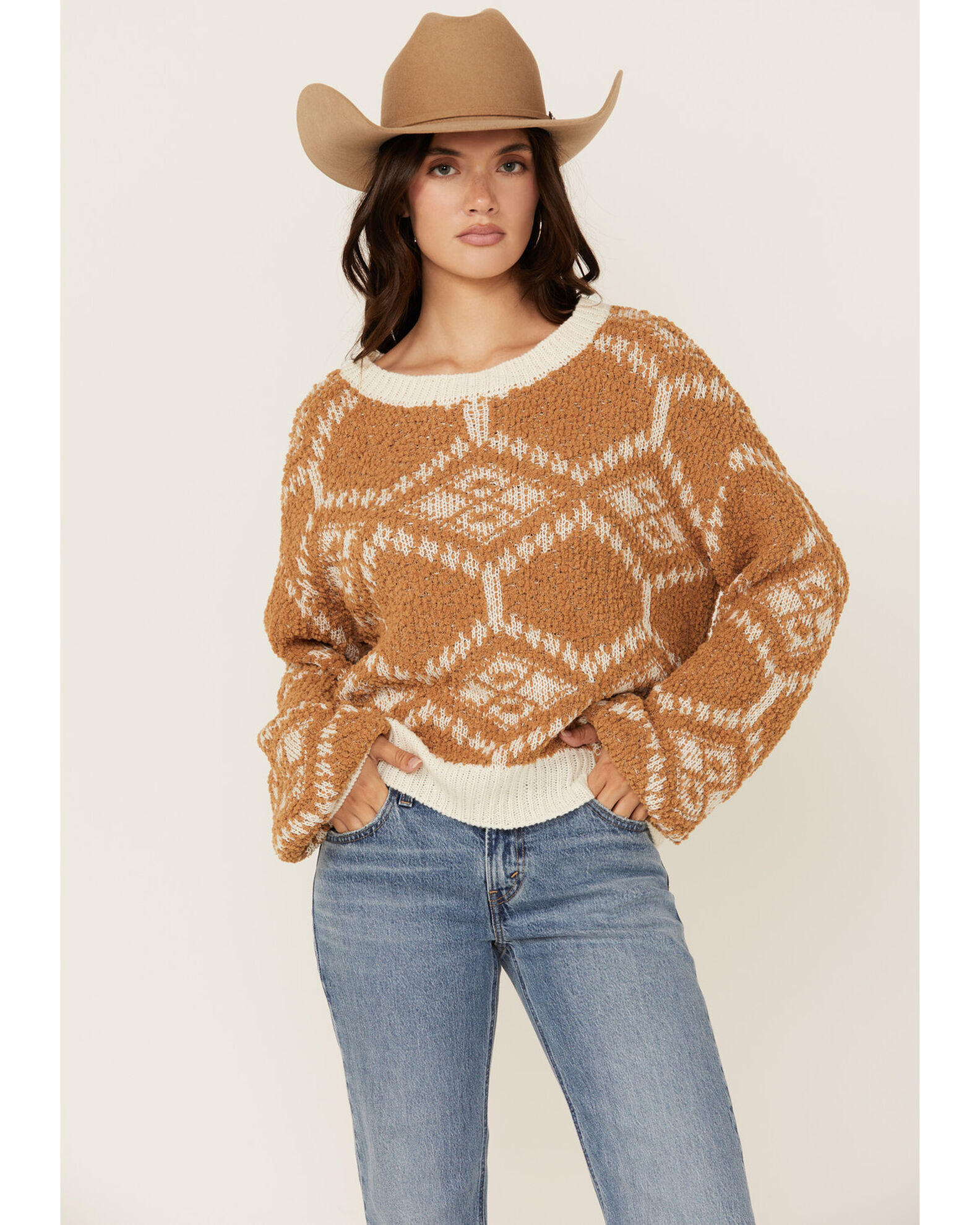 Rock Roll Denim Women s Geo Print Sweater Sheplers