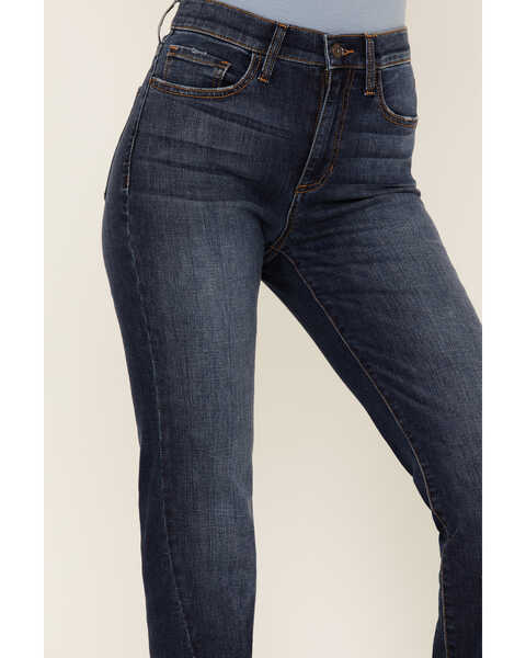 Sneak Peek Women's Split Front Bootcut Jeans, Blue, hi-res