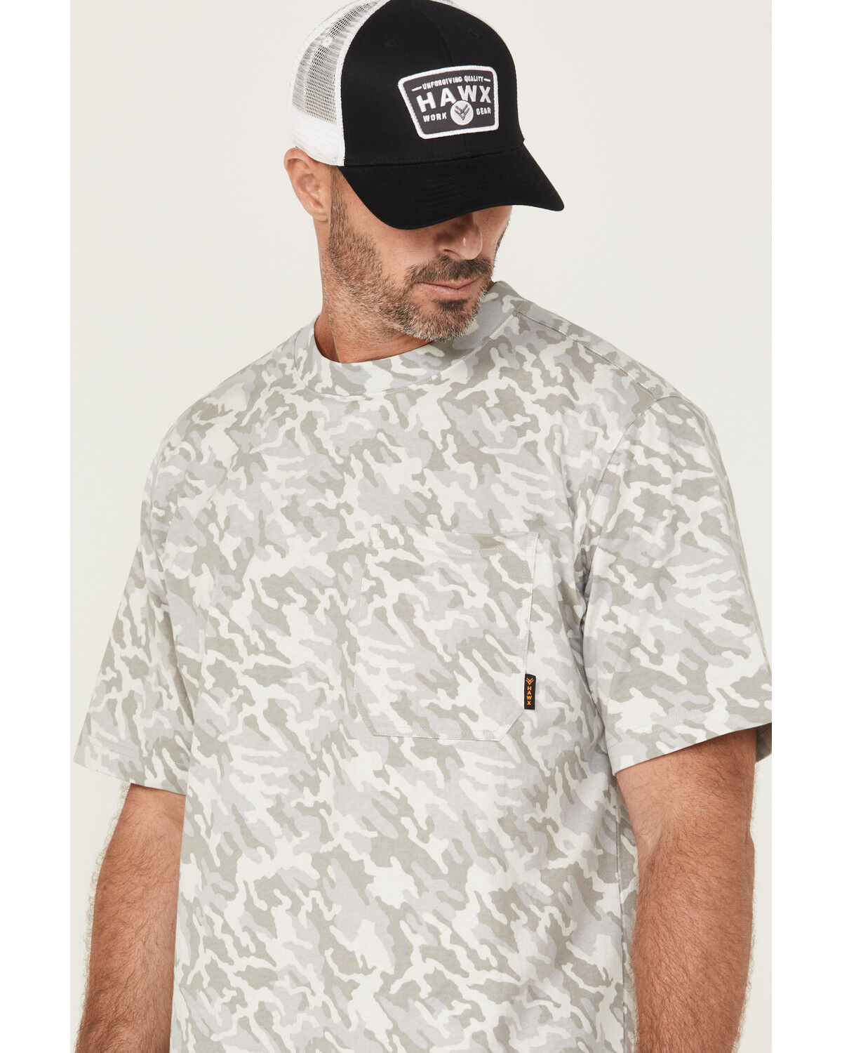 Image #2 - Hawx Men's Forge Camo Print Short Sleeve Work Shirt, Grey, hi-res