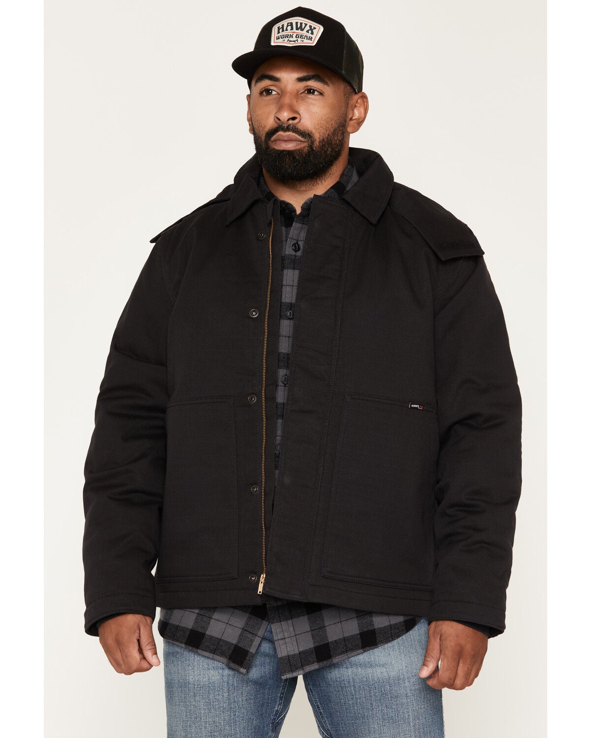 Image #1 - Hawx Men's FR Pike Removeable Hood Insulated Jacket, Black, hi-res