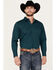 Image #1 - Rodeo Clothing Men's Geo Print Long Sleeve Snap Western Shirt, Turquoise, hi-res