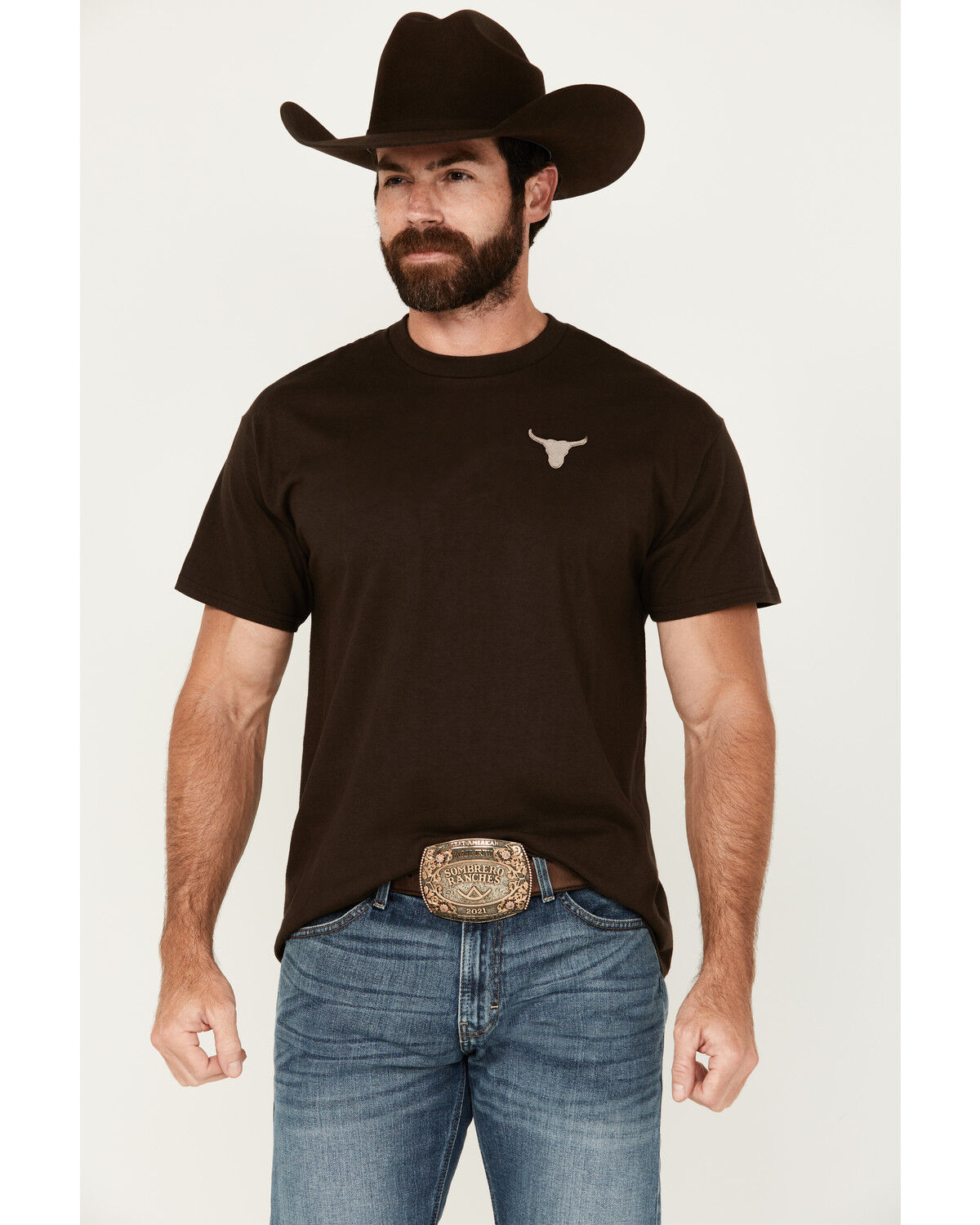 Image #1 - Riot Society Men's Bull Skull Short Sleeve Graphic T-Shirt, Brown, hi-res