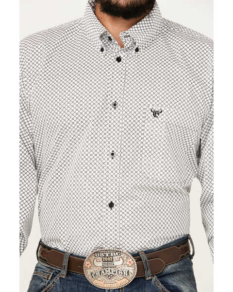 Image #3 - Cowboy Hardware Men's Geo Print Long Sleeve Button-Down Western Shirt, White, hi-res