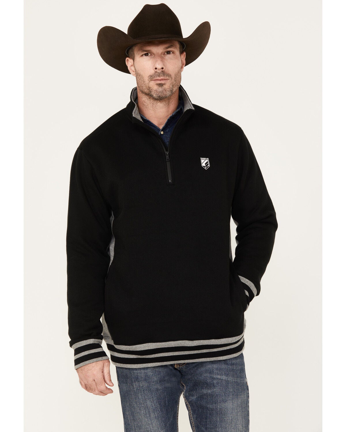 RANK 45&reg; Men's Bring it 1/4 Zip Pullover, Black, hi-res