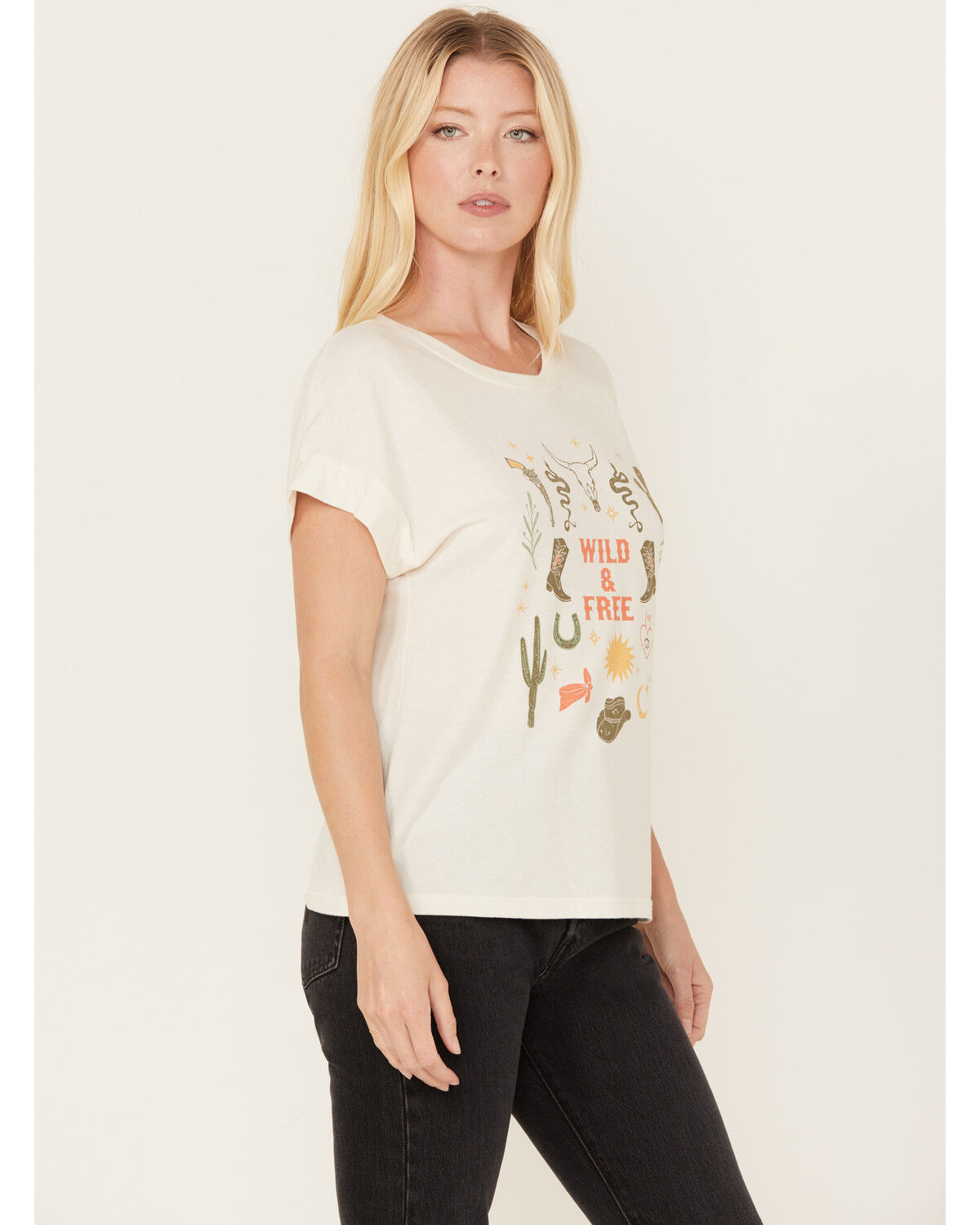 Image #3 - White Crow Women's Wild & Free Short Sleeve Graphic Tee, White, hi-res