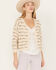 Image #2 - Molly Bracken Women's Striped Button Down Cardigan, Cream, hi-res