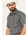 Image #2 - Wrangler Men's Wrinkle Resist Plaid Print Short Sleeve Pearl Snap Western Shirt, Black, hi-res