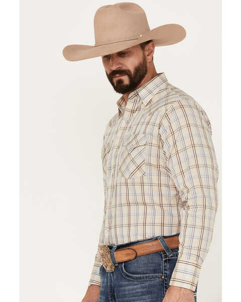 Image #2 - Ely Walker Men's Plaid Print Long Sleeve Snap Western Shirt , Beige/khaki, hi-res