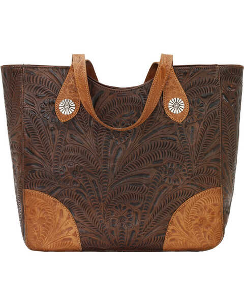 Image #1 - American West Women's Annie's Secret Collection Brown Large Zip Top Tote, Brown, hi-res