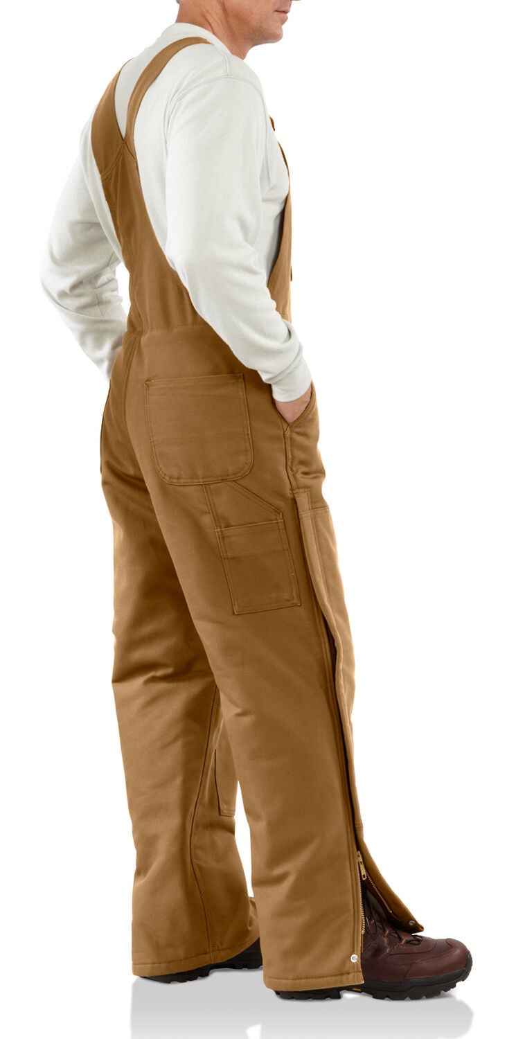 Image #3 - Carhartt Men's FR Duck Quilt-Lined Bib Overalls - Big & Tall, Carhartt Brown, hi-res