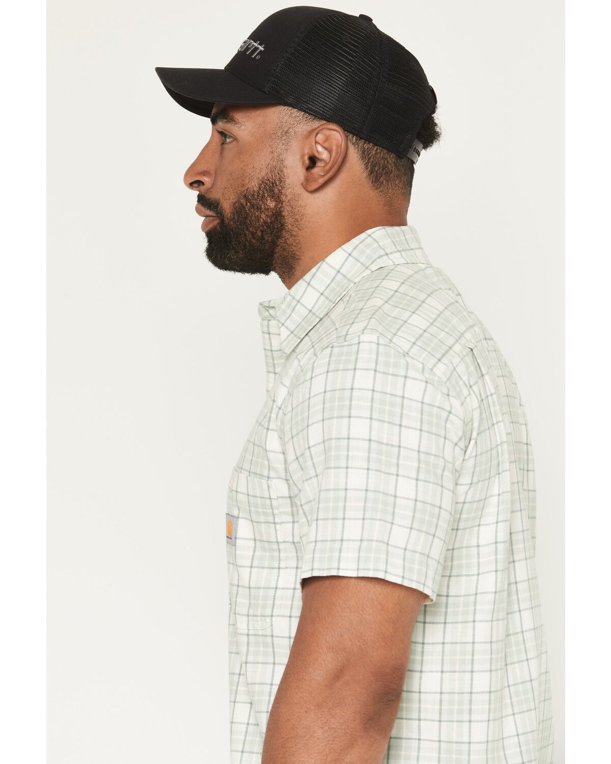 Image #2 - Carhartt Men's Bozeman Rugged Flex&reg; Relaxed Fit Plaid Print Short Sleeve Button-Down Work Shirt, Teal, hi-res