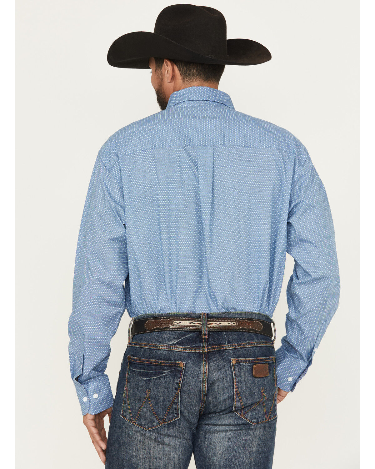 Image #4 - George Strait by Wrangler Men's Geo Print Long Sleeve Button-Down Stretch Western Shirt - Big, Blue, hi-res