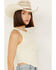 Rock & Roll Denim Women's Rib Corset Sleeveless Tank, Off White, hi-res