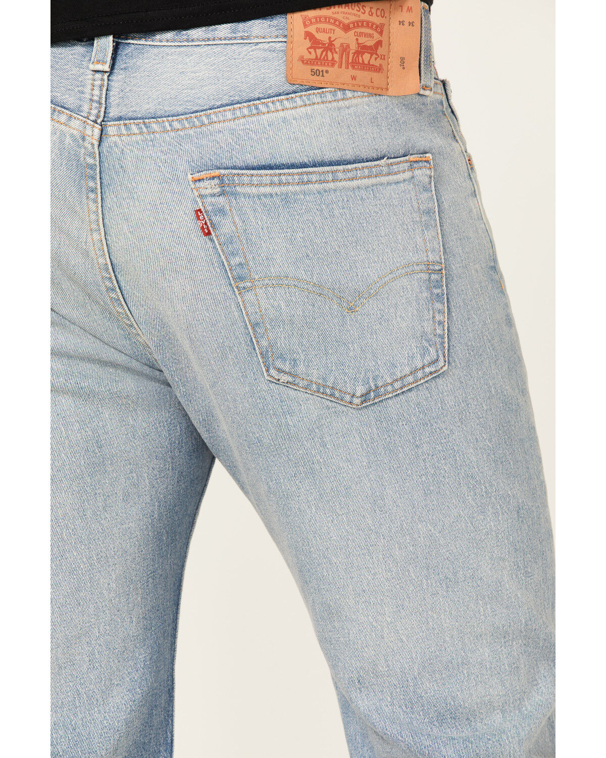 Image #3 - Levi's Men's 501® Higher Mountain Light Wash Original Fit Straight Jeans, Light Wash, hi-res
