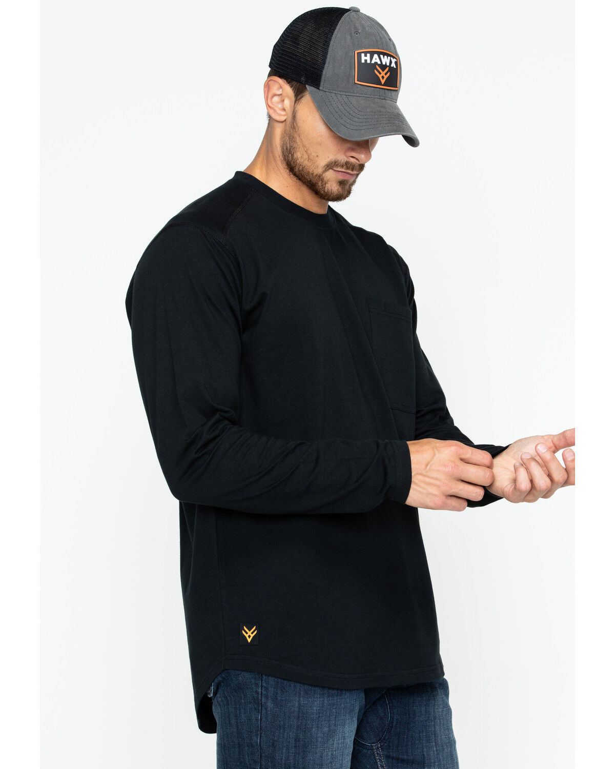 Image #5 - Hawx Men's Logo Crew Long Sleeve Work T-Shirt - Tall, Black, hi-res