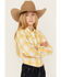 Image #2 - Ariat Girls' Glenrock Cactus Plaid Print Long Sleeve Rhinestone Snap Western Shirt, Yellow, hi-res