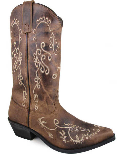 Image #1 - Smoky Mountain Women's Brown Jolene Embroidered Boots - Snip Toe , Brown, hi-res