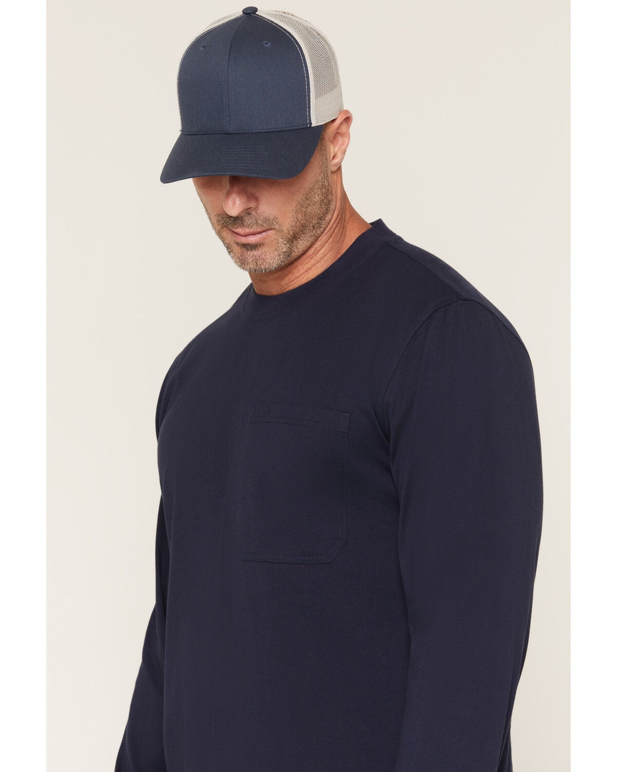 Image #3 - Hawx Men's Scream Long Sleeve Graphic Work T-Shirt, Navy, hi-res