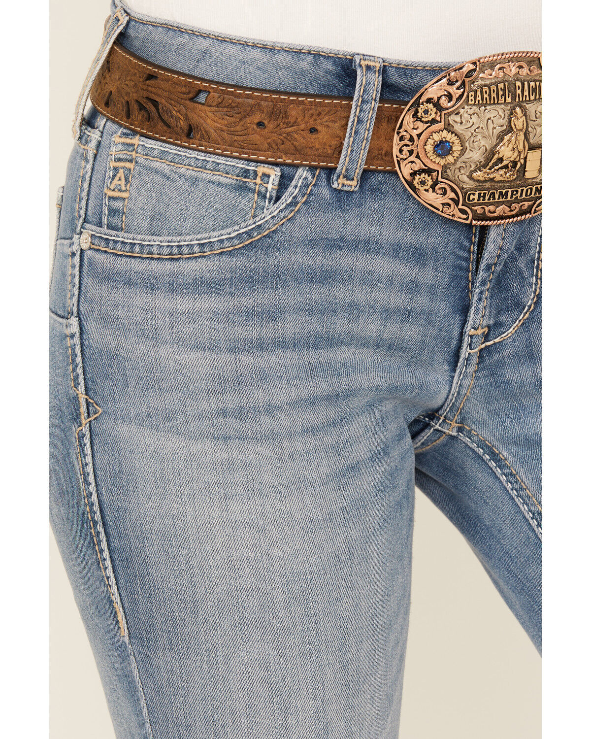 Image #2 - Ariat Women's Mallory Medium Wash Mid Rise Straight Stretch Denim Jeans, Medium Wash, hi-res