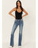 Image #3 - Miss Me Women's Medium Wash Mid Rise Floral Pocket Bootcut Stretch Denim Jeans, Medium Wash, hi-res