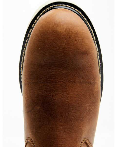 Image #6 - Hawx Men's Crazy Horse Wedge Chelsea Work Boots - Composite Toe, Brown, hi-res