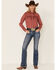 Kimes Ranch Women's Kaycee Denim Long Sleeve Pearl Snap Western Core Shirt , Red, hi-res