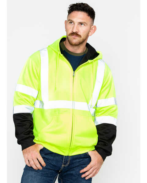 Hawx Men's Softshell High-Visibility Safety Work Jacket, Yellow, hi-res