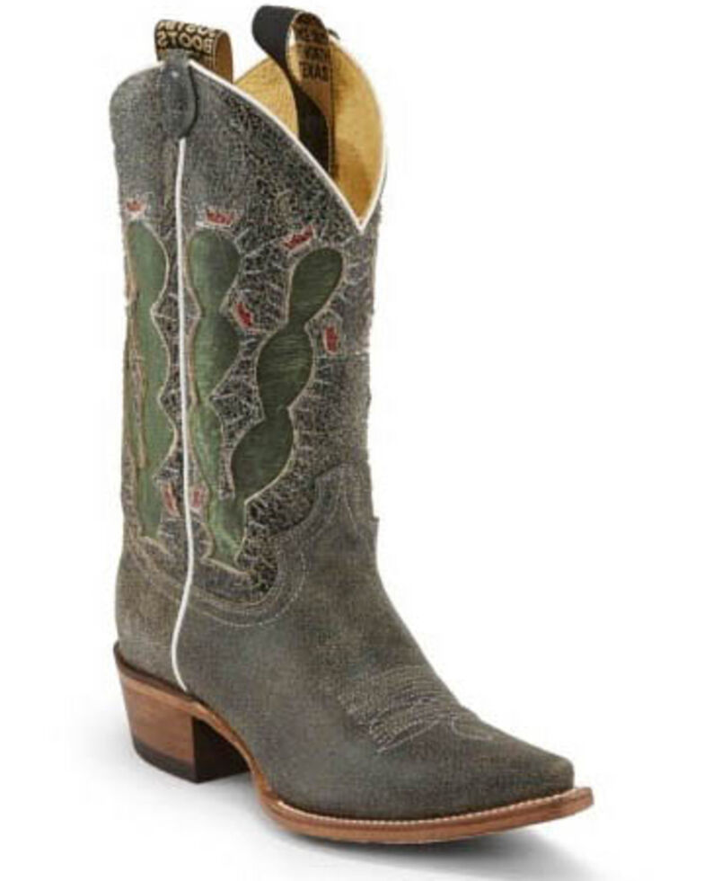 Justin Women's Pearce'd Crackle Western Boots - Snip Toe, Black, hi-res