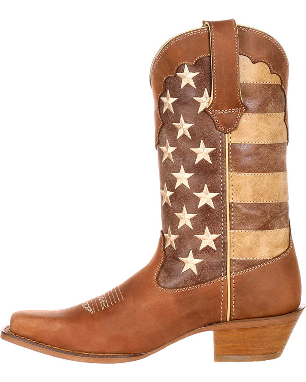 Image #3 - Durango Women's Distressed Flag Western Boots - Square Toe, Brown, hi-res