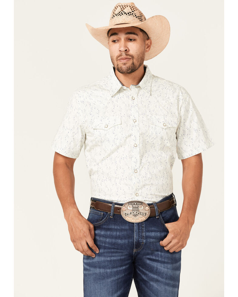 Cody James Men's Liberty Hill Floral Print Short Sleeve Snap Western Shirt - Big & Tall , Cream, hi-res
