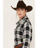 Image #2 - Hooey Women's Plaid Print Long Sleeve Snap Flannel Shirt, Black, hi-res