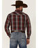 Image #4 - Cowboy Hardware Men's Multi Plaid Print Long Sleeve Snap Western Shirt, Red, hi-res
