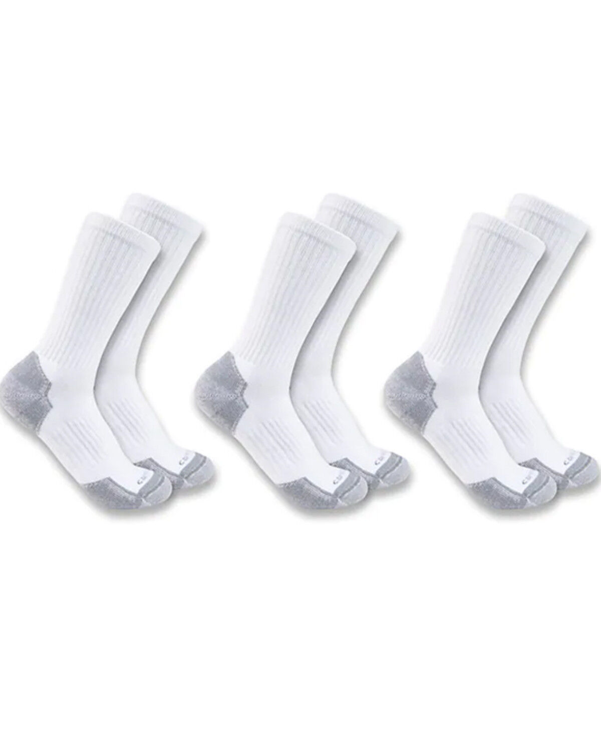 Image #1 - Carhartt Men's Midweight Crew Socks - 3-Pack, White, hi-res
