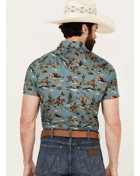 Image #4 - Pendleton Men's Laramie Desert Short Sleeve Snap Western Shirt, Blue, hi-res