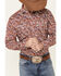 Wrangler 20X Men's Burgundy Floral Print Long Sleeve Snap Western Shirt , Burgundy, hi-res
