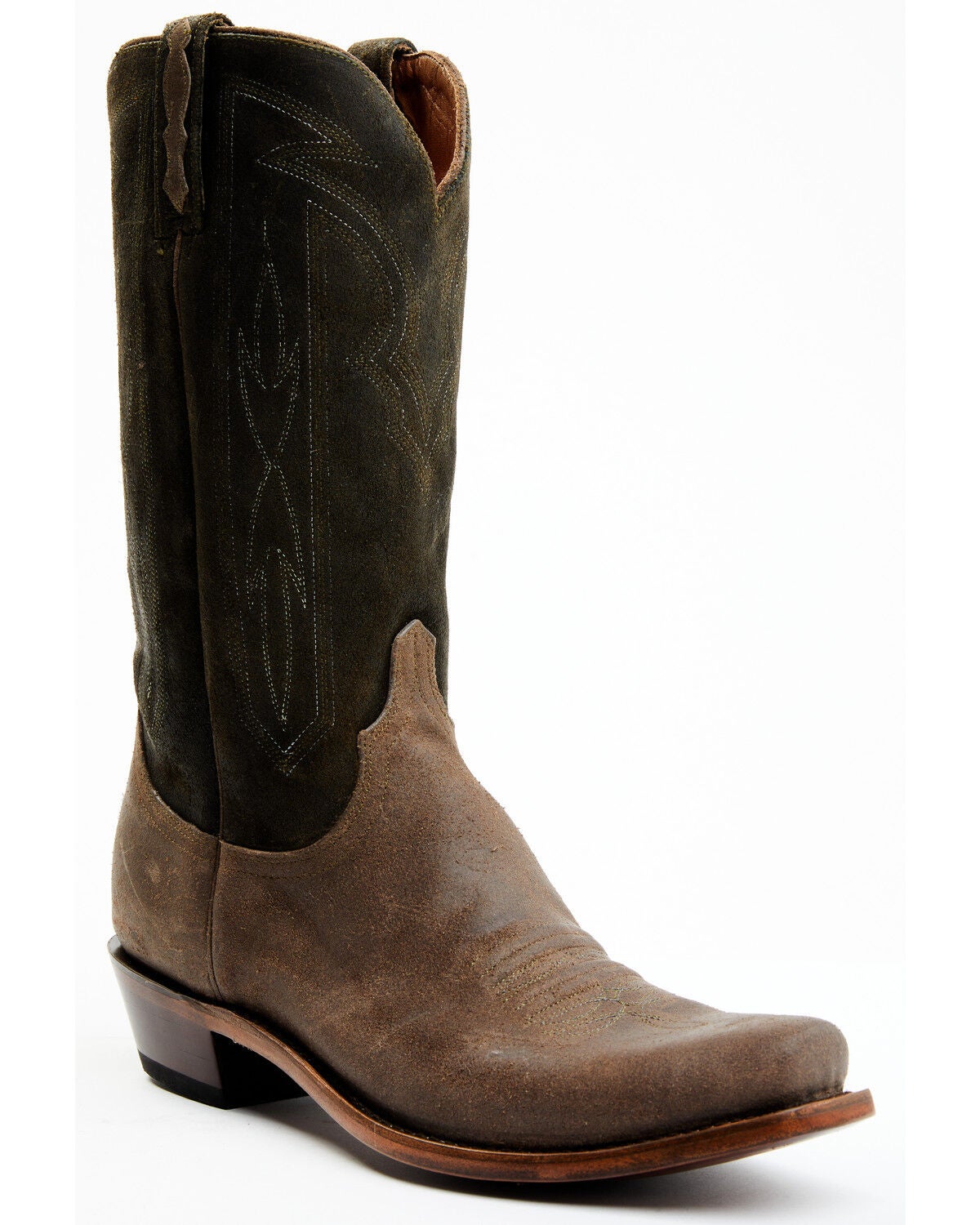 Image #1 - Lucchese Men's Distressed Shell Cowhide Western Boots - Snip Toe, Beige/khaki, hi-res