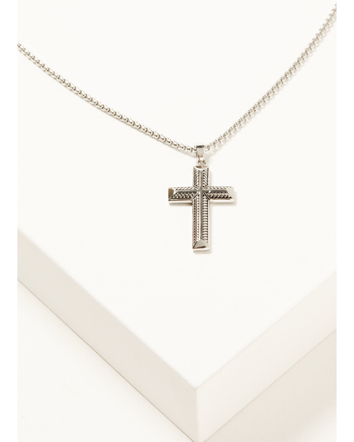 Image #1 - Cody James Men's Textured Cross Necklace, Silver, hi-res