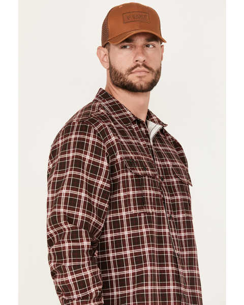 Image #2 - Hawx Men's FR Plaid Print Woven Button-Down Work Shirt, Red, hi-res