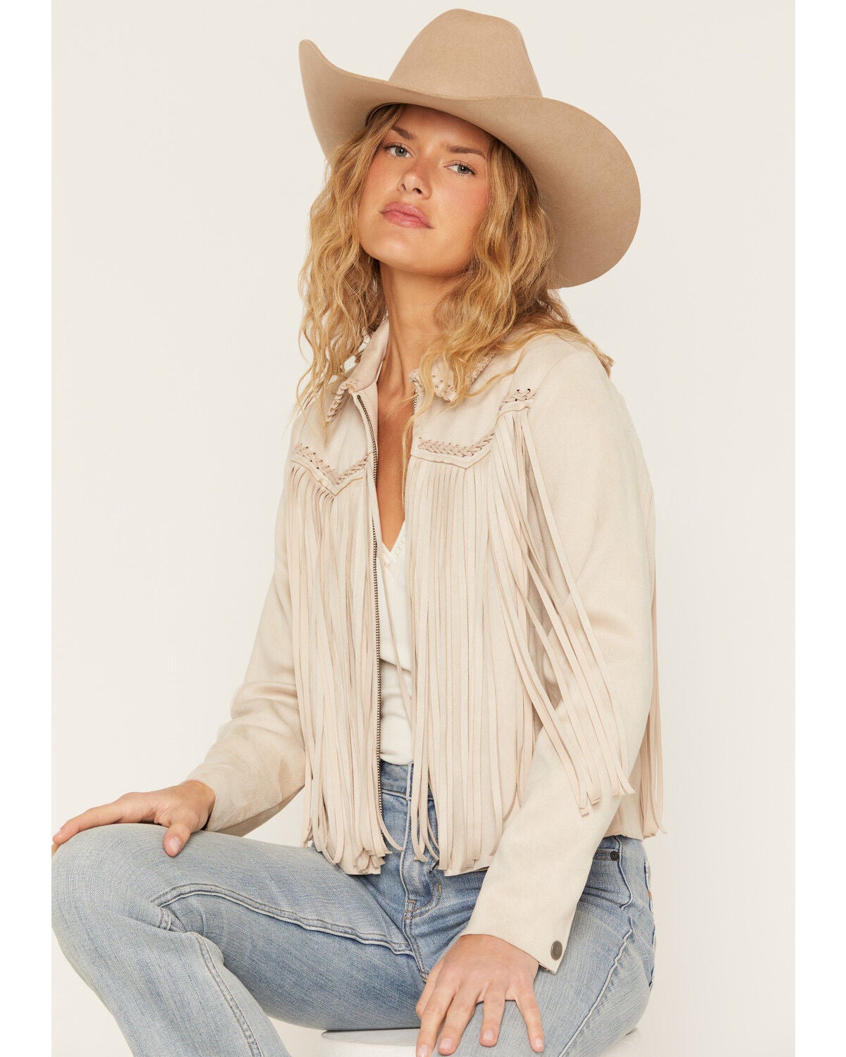 Idyllwind Women's Breckston Faux Suede Fringe Jacket, Sand, hi-res