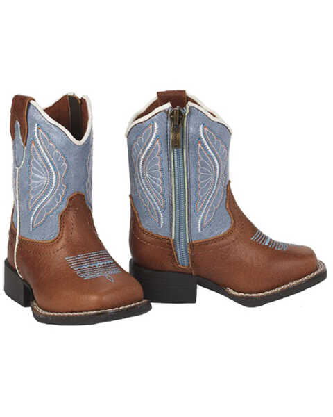Image #1 - Ariat Toddler-Girls' Lil Stomper Shelby Western Boots - Square Toe, Tan, hi-res