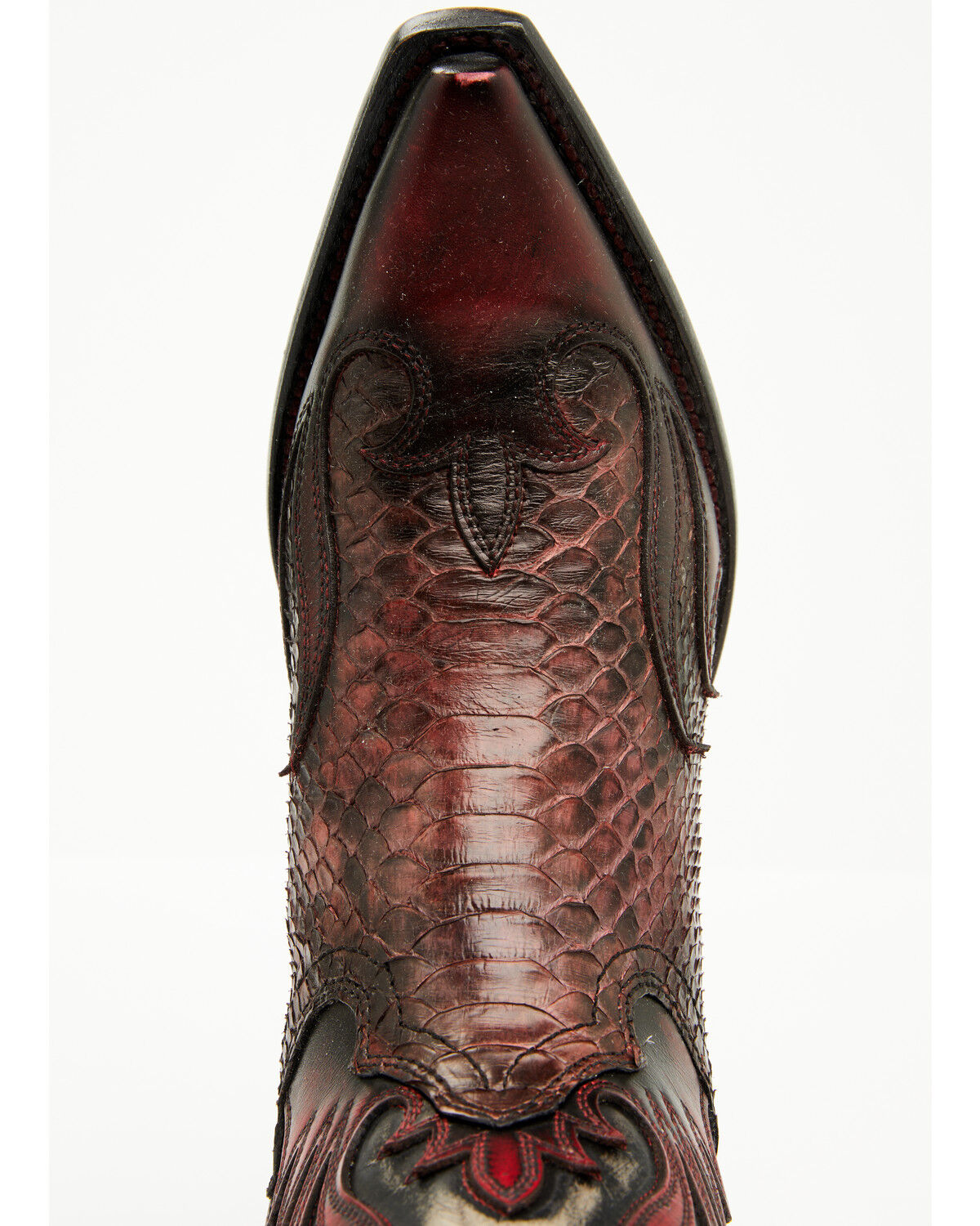Image #6 - Corral Men's Exotic Python Studded Short Western Boots - Snip Toe, Red, hi-res