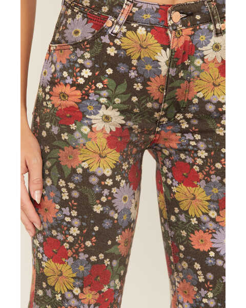 Wrangler Women's Bloom Print Wanderer Flare Jeans, Dark Brown, hi-res
