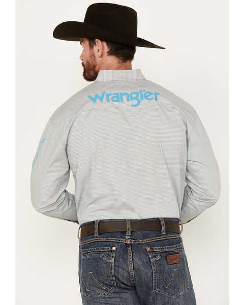 Image #4 - Wrangler Men's Team Logo Geo Print Long Sleeve Button-Down Western Shirt - Tall, Grey, hi-res