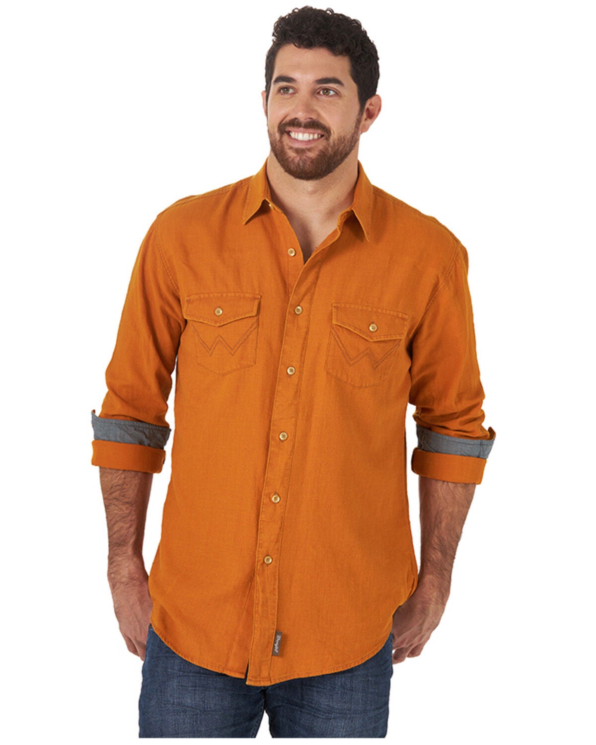Solid Amber Long Sleeve Button-Down 