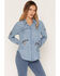 Image #1 - Blue B Women's Light Wash Western Embroidered Long Sleeve Pearl Snap Shirt, Light Wash, hi-res